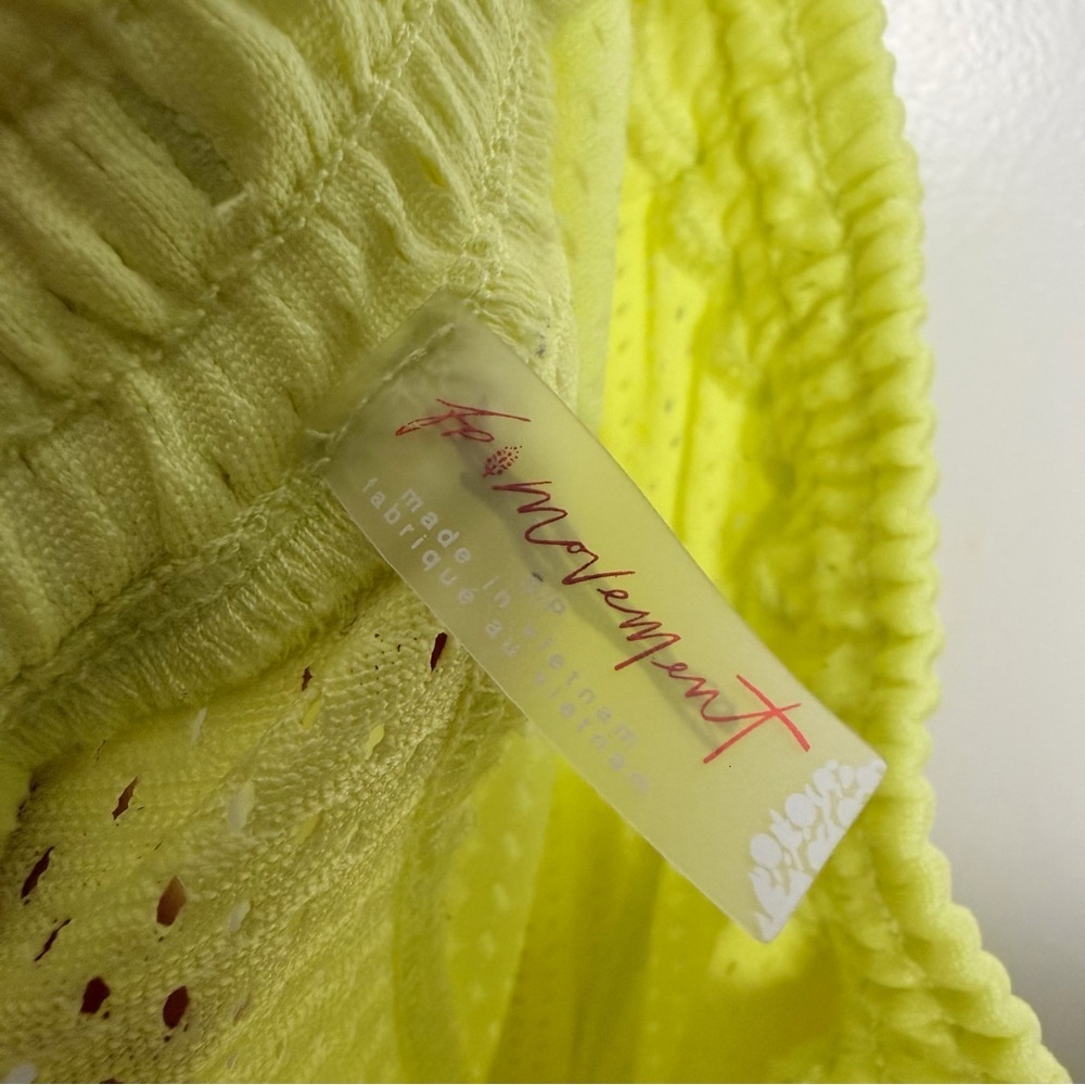 FP Movement by Free People Overtime Mesh Wide Leg Pants Sour Citrus Yellow Small - Picture 10 of 11